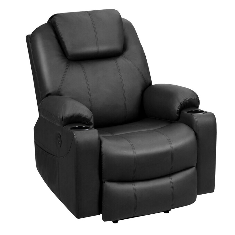 Electric Power Lift Leather Massage Sofa-BlackCostway Gallery View 1 of 11