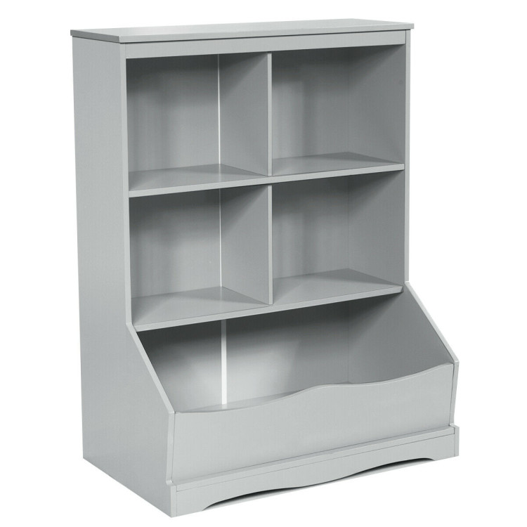 3-Tier Children's Multi-Functional Bookcase Toy Storage Bin Floor Cabinet-GrayCostway Gallery View 11 of 12