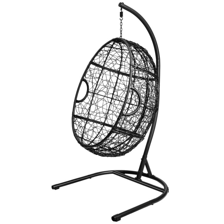Hanging Cushioned Hammock Chair with Stand -GrayCostway Gallery View 3 of 12