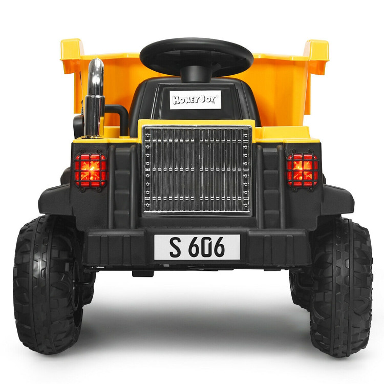 12V Battery Kids Ride On Dump Truck  with Electric BucketCostway Gallery View 4 of 11