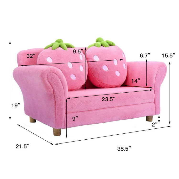 BL/PI Kids Strawberry Armrest Chair Sofa-PinkCostway Gallery View 10 of 12
