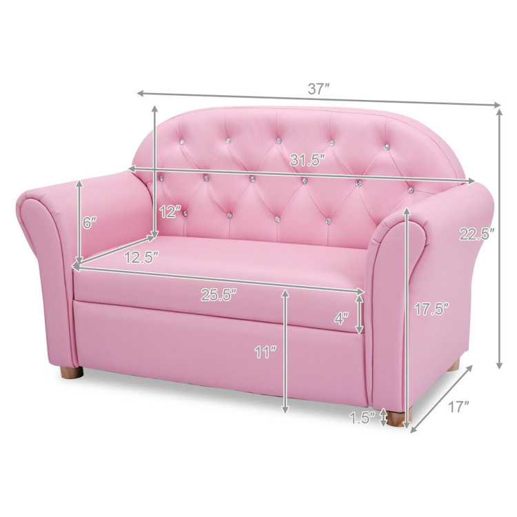 Kids Princess Armrest Chair Lounge CouchCostway Gallery View 8 of 13