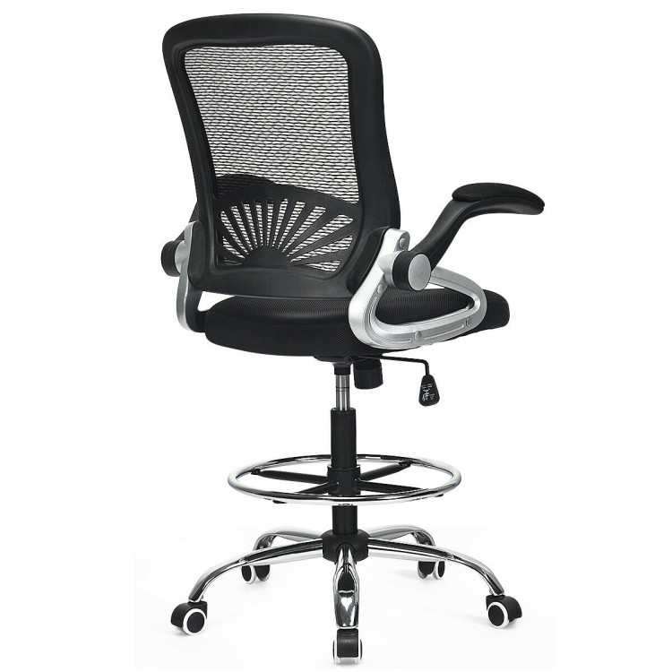 Adjustable Height Flip-Up Mesh Drafting Chair with Lumbar SupportCostway Gallery View 8 of 12
