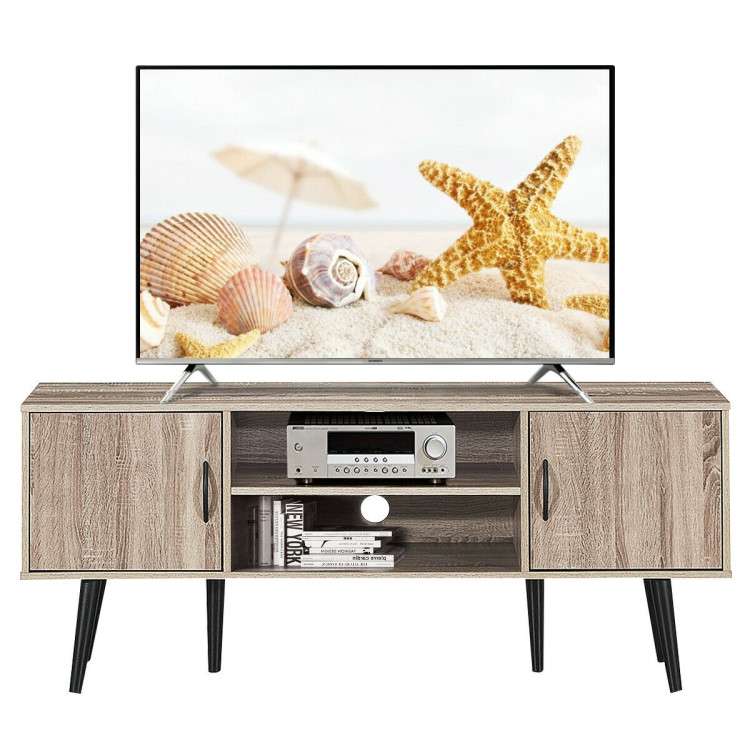 Wooden TV Stand for TVs up to 65 Inch with 2 Storage CabinetsCostway Gallery View 9 of 12