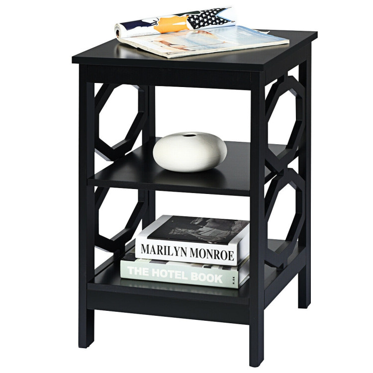 3-tier Nightstand Sofa Side End Accent Table-BlackCostway Gallery View 8 of 12