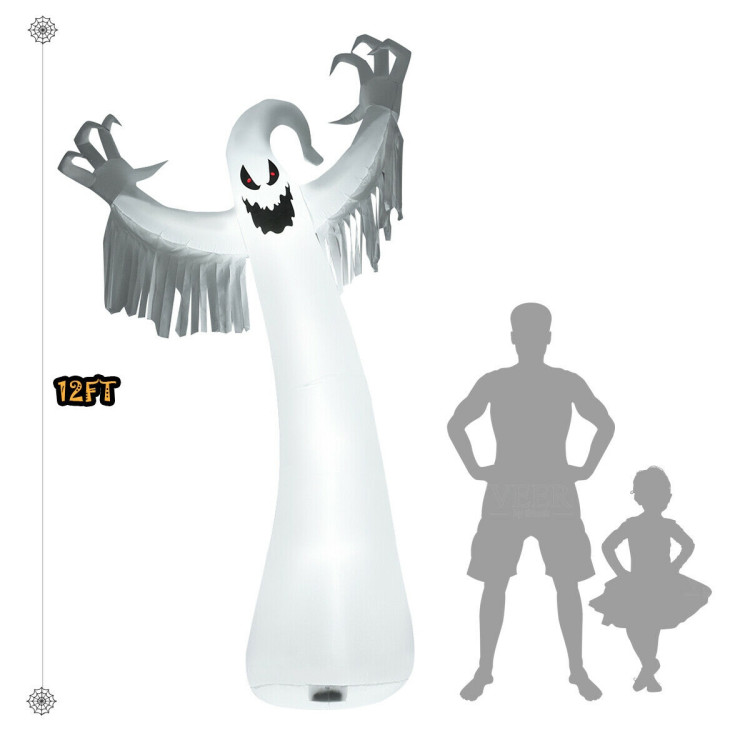12 Feet Halloween Inflatable Spooky Ghost with Blower and LED LightsCostway Gallery View 4 of 12