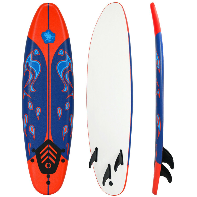 6 Feet Surfboard with 3 Detachable Fins-RedCostway Gallery View 4 of 12