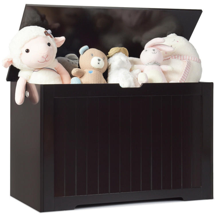 Wooden Toy Box Kids Storage Chest Bench -BrownCostway Gallery View 7 of 12
