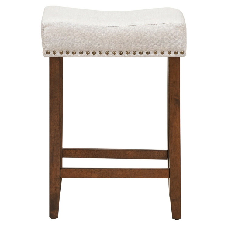 Set of 2 Nailhead Saddle Bar Stools 24 Inch HeightCostway Gallery View 8 of 10