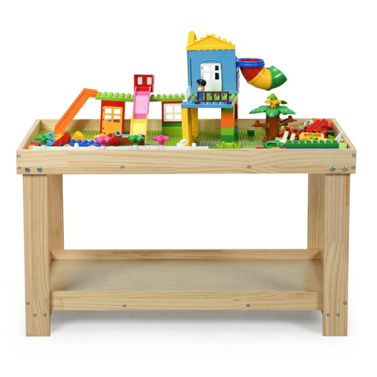 Solid Multifunctional Wood Kids Activity Play Table-NaturalCostway Gallery View 9 of 12