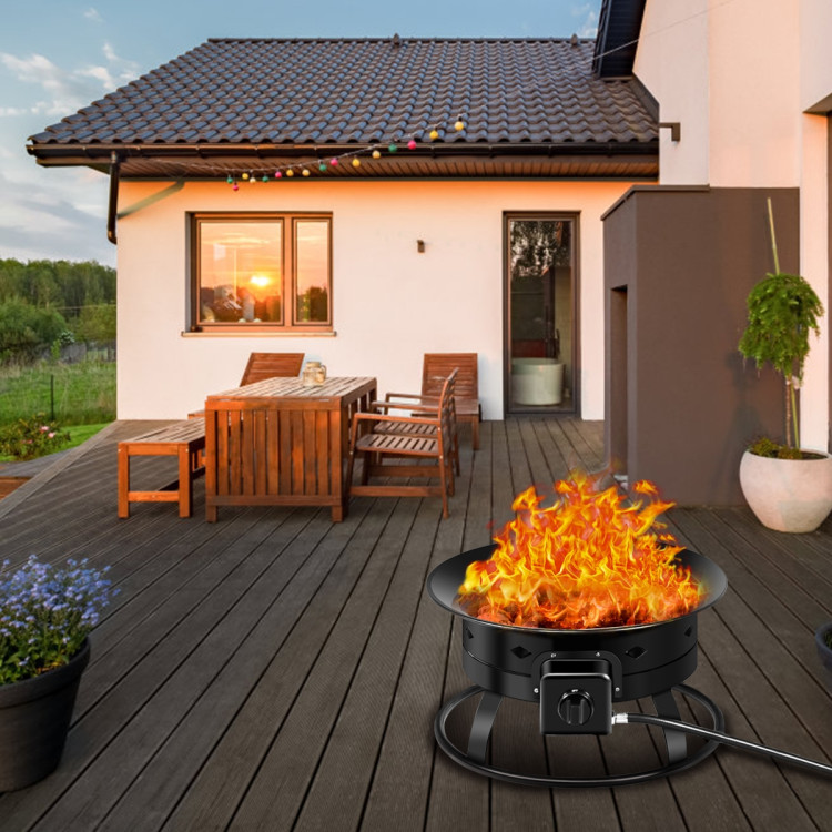 58,000BTU Firebowl Outdoor Portable Propane Gas Fire Pit with Cover and Carry KitCostway Gallery View 2 of 13