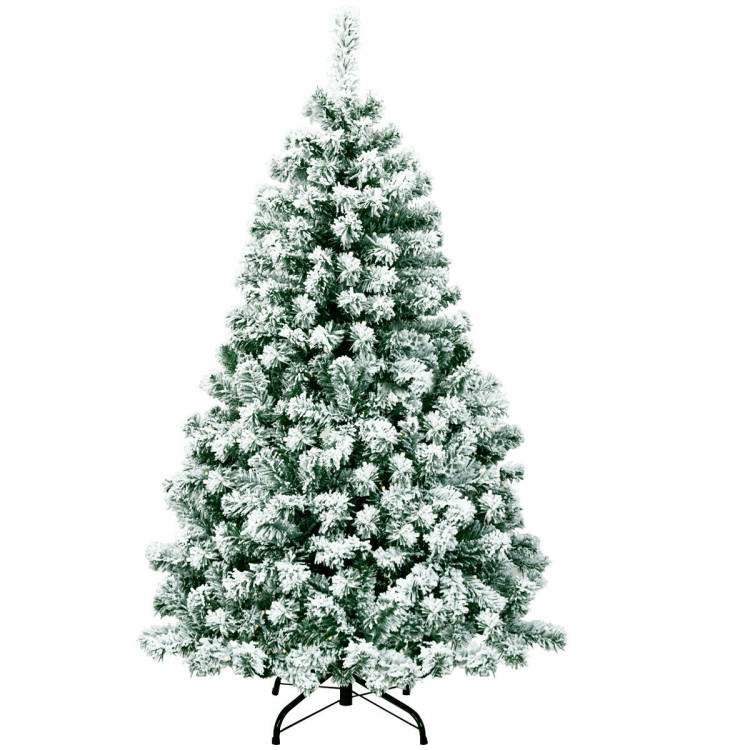 4.5 Feet Pre-Lit Premium Snow Flocked Hinged Artificial Christmas TreeCostway Gallery View 8 of 11