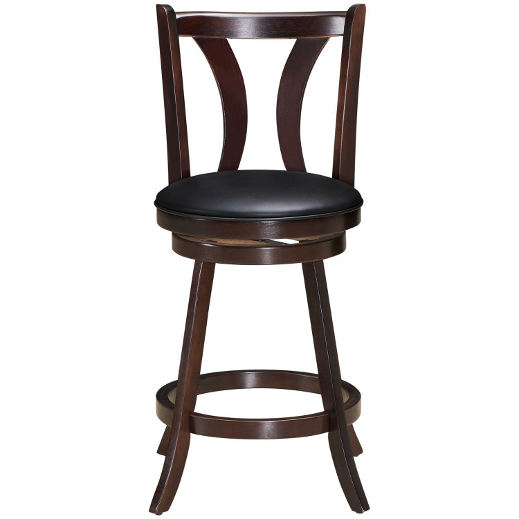 Set of 2 Swivel Bar stool 24 Inch Counter Height Leather Padded Dining Kitchen Chair-24 InchCostway Gallery View 7 of 11