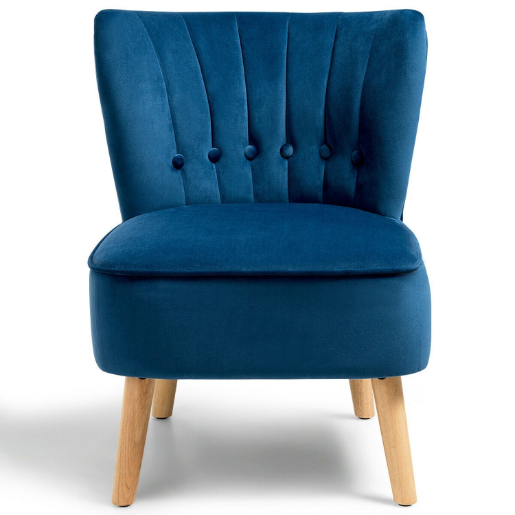 Armless Accent Chair Tufted Velvet Leisure Chair-BlueCostway Gallery View 5 of 12