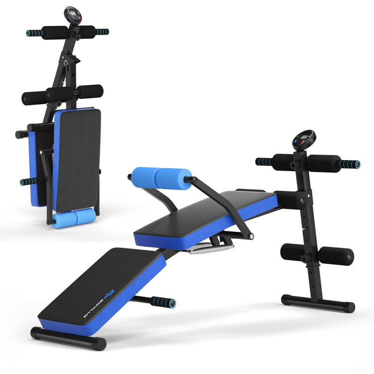 Adjustable Sit Up Bench with LCD Monitor-BlueCostway Gallery View 2 of 8