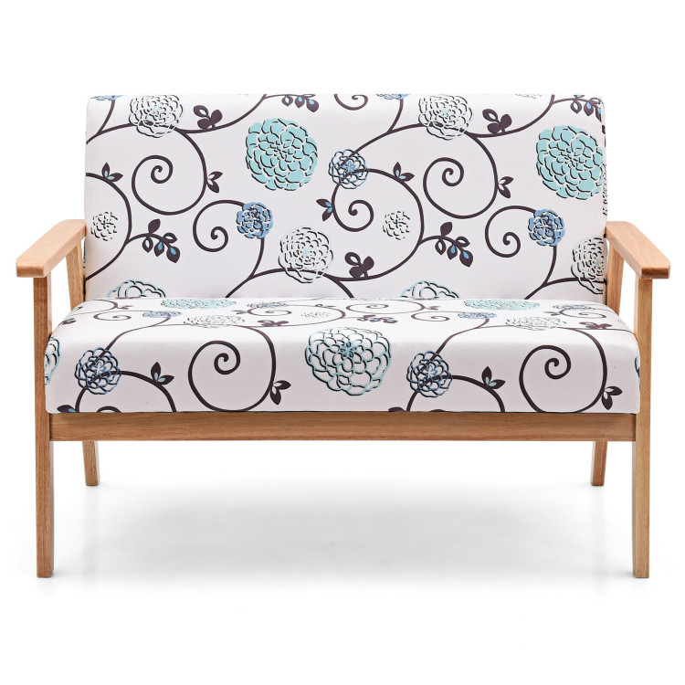 Modern Fabric Loveseat Sofa Couch Upholstered 2-Seat Armchair-BlueCostway Gallery View 4 of 12
