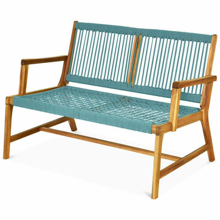 2-Person Acacia Wood Yard Bench for Balcony and Patio-TurquoiseCostway Gallery View 4 of 10
