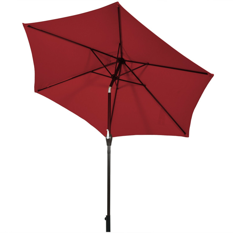 9 ft Outdoor Market Patio Table Umbrella Push Button Tilt Crank Lift-BurgundyCostway Gallery View 1 of 12