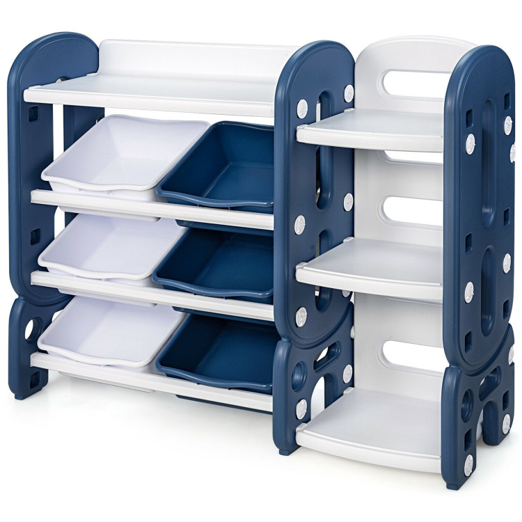 Kids Toy Storage Organizer with Bins and Multi-Layer Shelf for Bedroom Playroom -BlueCostway Gallery View 9 of 12