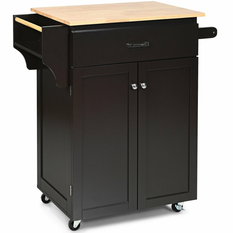 Utility Rolling Storage Cabinet Kitchen Island Cart with Spice Rack-BrownCostway Gallery View 1 of 12