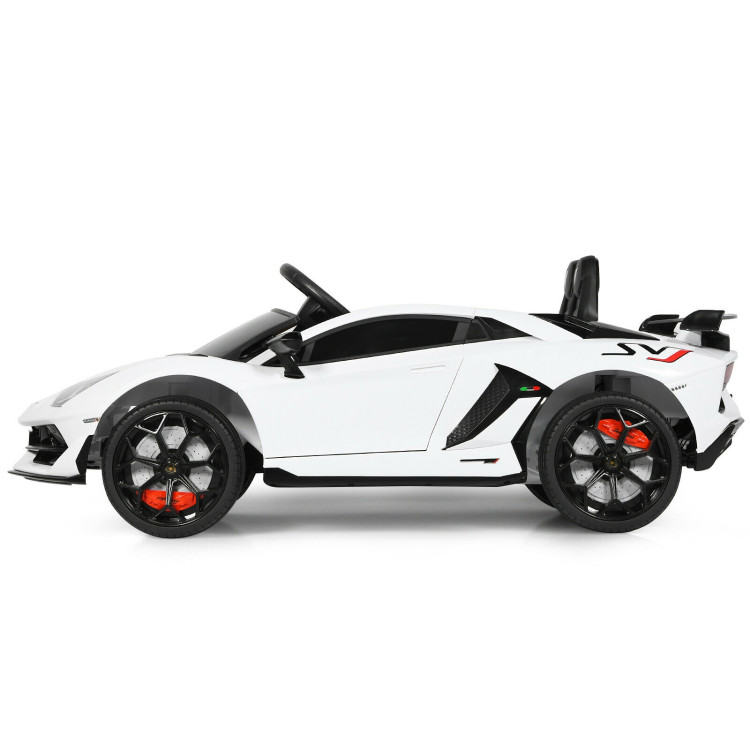12 V Licensed Lamborghini SVJ RC Kids Ride On Car with Trunk and Music-WhiteCostway Gallery View 8 of 12