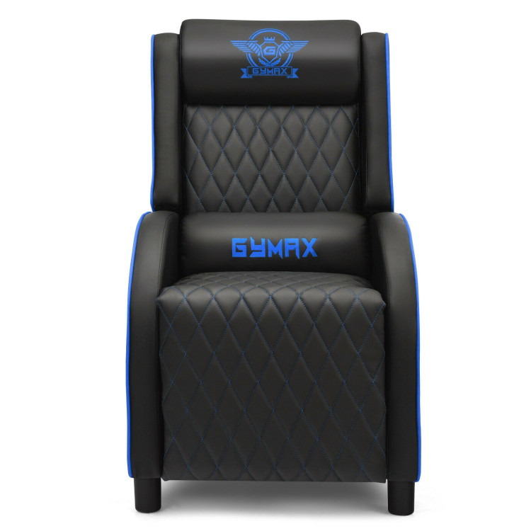 Massage Gaming Recliner Chair with Headrest and Adjustable Backrest for Home Theater-BlueCostway Gallery View 8 of 12