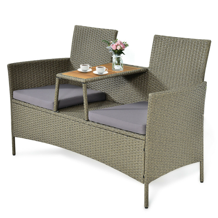 2-Person Patio Rattan Conversation Furniture Set with Coffee TableCostway Gallery View 6 of 12