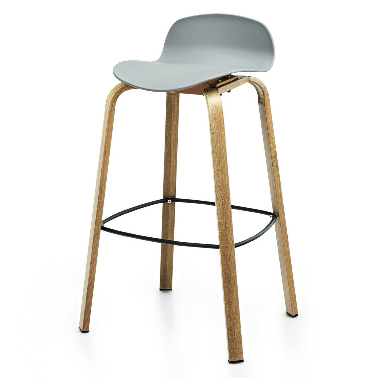 Set of 2 Modern Barstools Pub Chairs with Low Back and Metal Legs-GrayCostway Gallery View 5 of 12