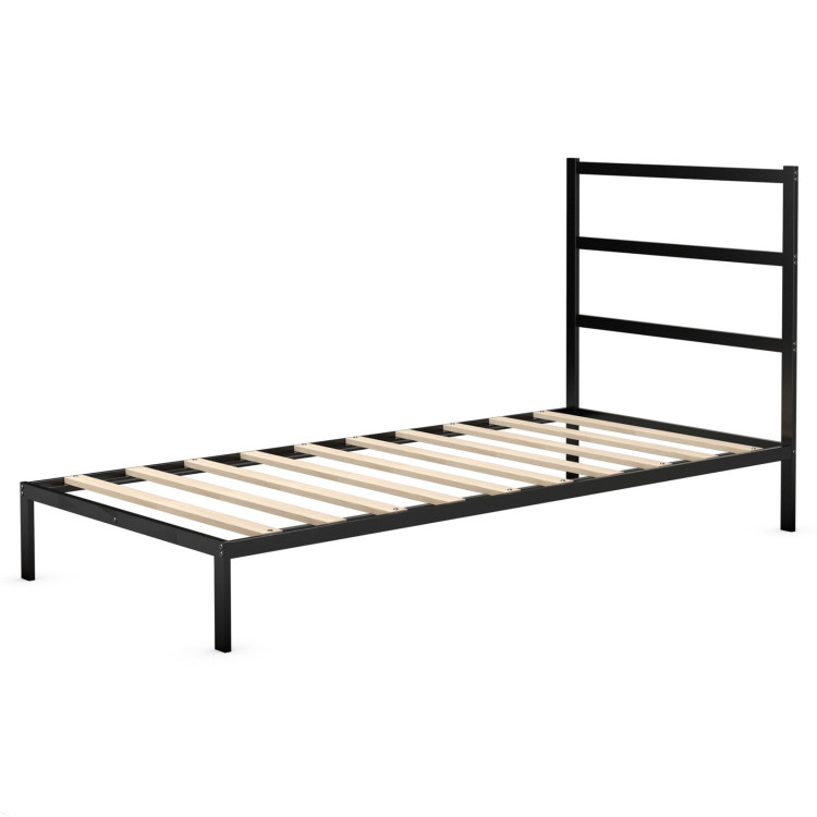Twin/Full/Queen Size Metal Bed Platform Frame with Headboard-Twin SizeCostway Gallery View 10 of 12