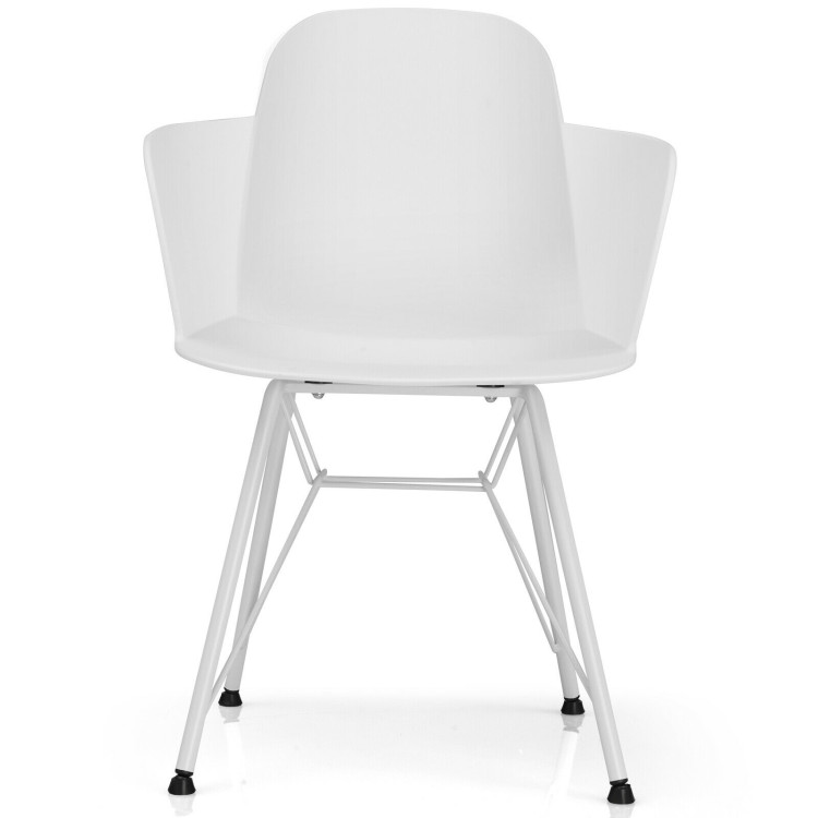 Set of 2 Metal Frame Modern Petal-Shape Plastic Dining Chairs-WhiteCostway Gallery View 8 of 12