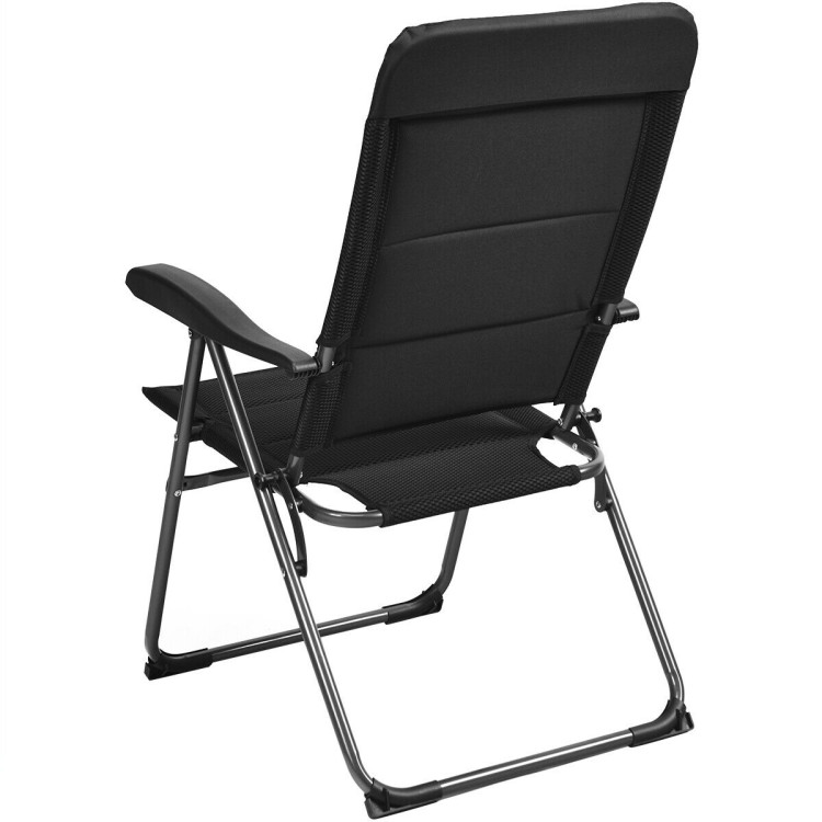 Set of 4 Patio Folding Chairs with Adjustable Backrest-BlackCostway Gallery View 2 of 12