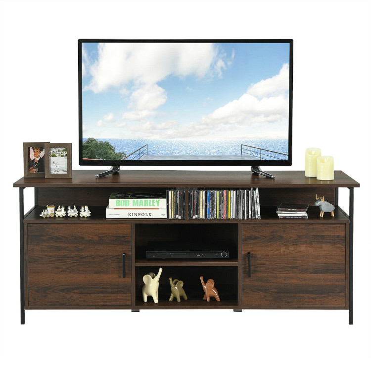 58 Inch Wood TV Stand Entertainment Media Center Console with Storage CabinetCostway Gallery View 7 of 12