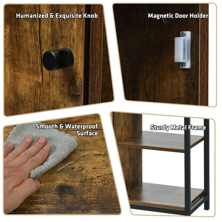 Multipurpose Freestanding Storage Cabinet with 3 Open Shelves and DoorsCostway Gallery View 12 of 12