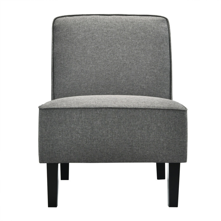 Single Fabric Modern Armless Accent  Sofa Chair with Rubber Wood Legs -GrayCostway Gallery View 8 of 12