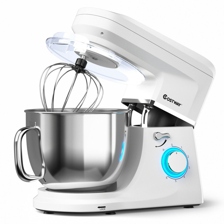 7.5 QT Tilt-Head Stand Mixer 6 Speed 660W with Dough Hook Beater -WhiteCostway Gallery View 10 of 12