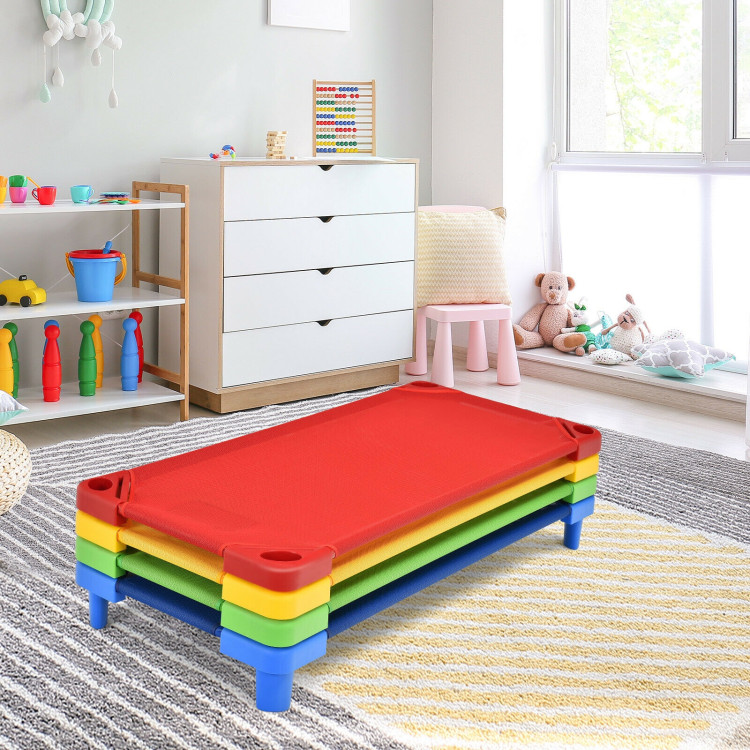 Pack of 4 Colorful Kids Stackable Naptime CotCostway Gallery View 1 of 12