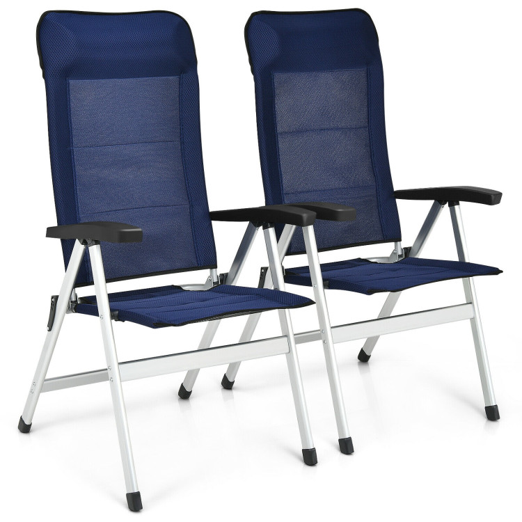 2Pcs Patio Dining Chair with Adjust Portable Headrest-BlueCostway Gallery View 1 of 12