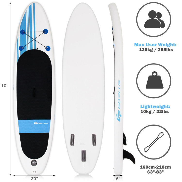 10 Feet Inflatable Stand Up Paddle Board with Carry BagCostway Gallery View 4 of 12