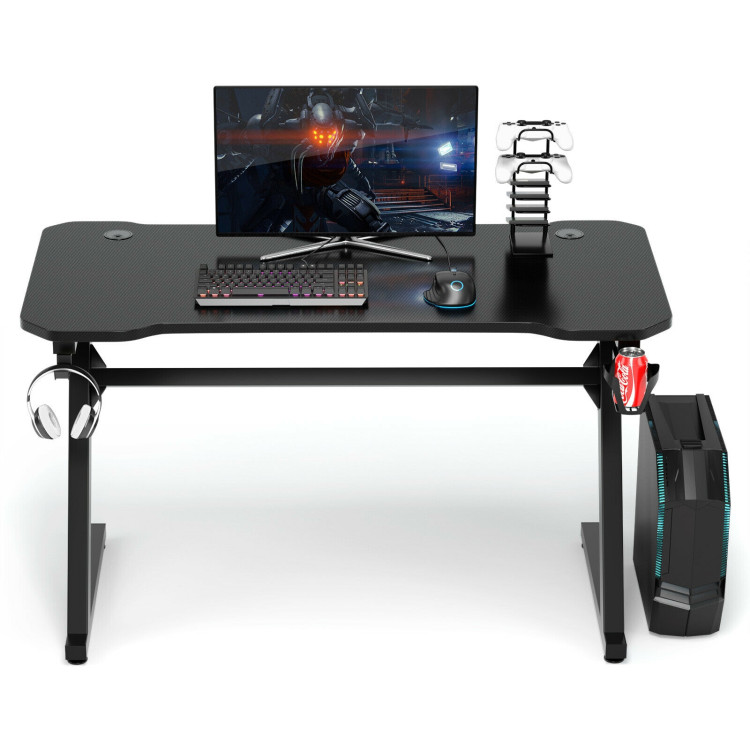 Gaming Desk Z-Shaped Computer Office Table with Gaming Handle RackCostway Gallery View 9 of 12