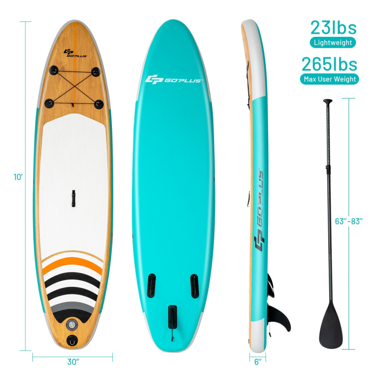 10' Inflatable Stand up Paddle Board Surfboard SUP with BagCostway Gallery View 4 of 12