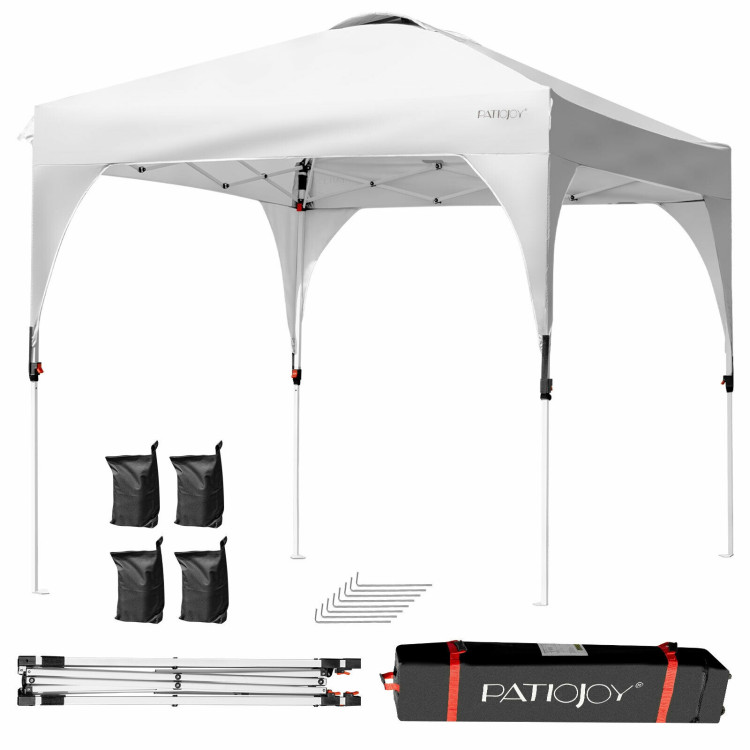 8 x 8 Feet Outdoor Pop Up Tent Canopy Camping Sun Shelter with Roller Bag-WhiteCostway Gallery View 3 of 12