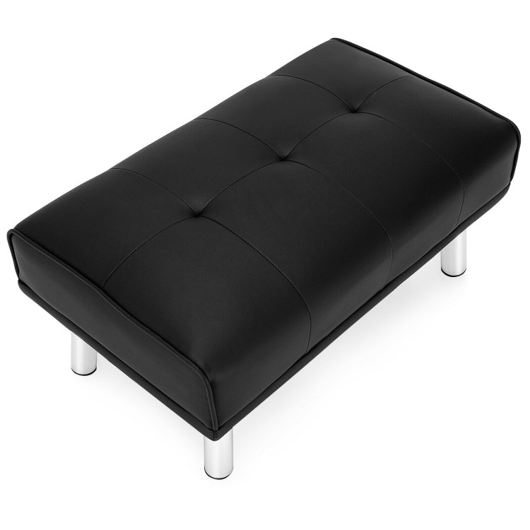 Rectangle Tufted Ottoman with Stainless Steel Legs for Living Room-BlackCostway Gallery View 9 of 12