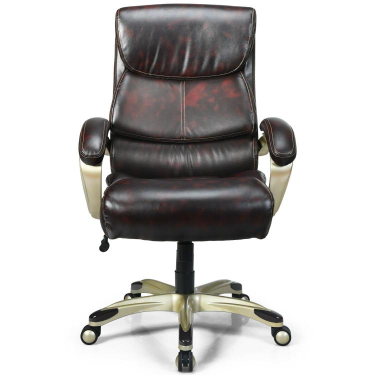 Adjustable Executive Office Recliner Chair with High Back and Lumbar Support-BrownCostway Gallery View 7 of 11