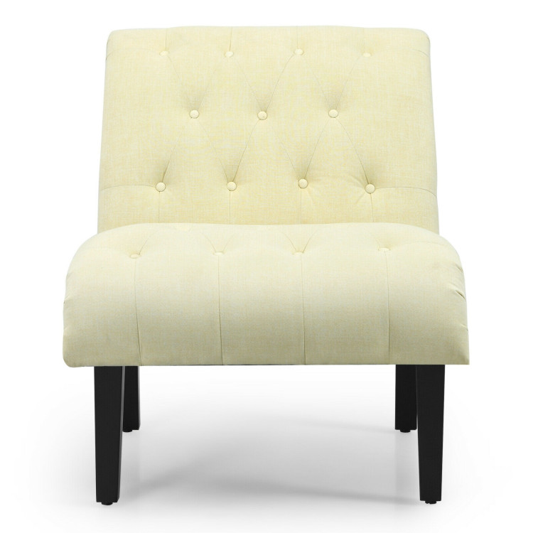 Cotton Linen Fabric Armless Accent Chair with Adjustable Foot Pads-BeigeCostway Gallery View 7 of 12