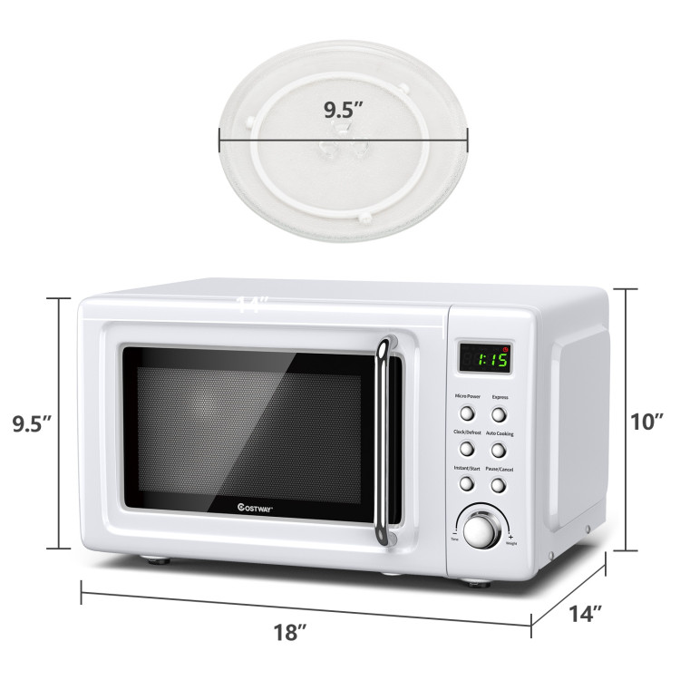 700W Retro Countertop Microwave Oven with 5 Micro Power and Auto Cooking Function-WhiteCostway Gallery View 4 of 12