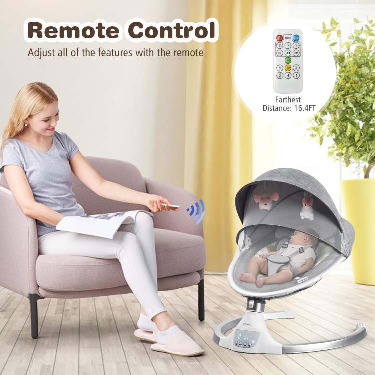 Baby Swing Electric Rocking Chair with Music Timer-GrayCostway Gallery View 9 of 11