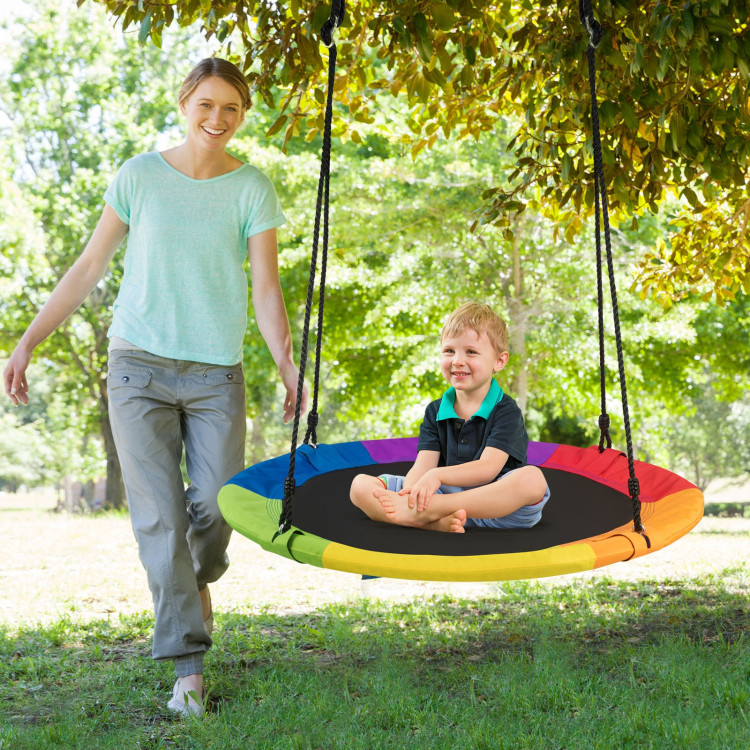 40 Inch 770 lbs Flying Saucer Tree Swing Kids Gift with 2 Tree Hanging Straps-MulticolorCostway Gallery View 1 of 12