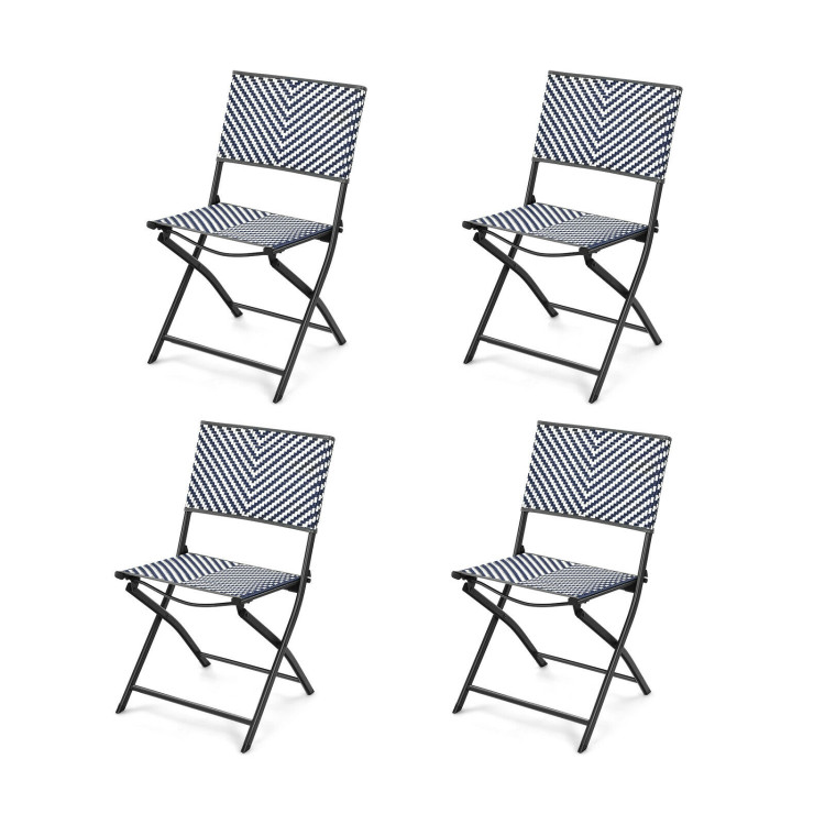 Set of 4 Patio Folding Rattan Dining Chairs for Camping and GardenCostway Gallery View 9 of 13