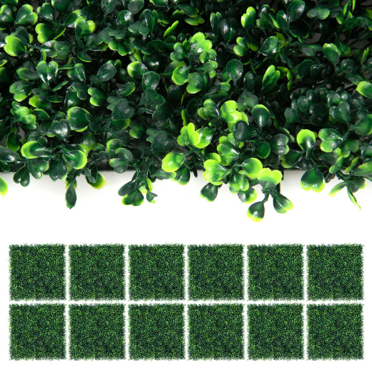 12 Pieces Artificial Boxwood Panels for Wedding Decor Fence BackdropCostway Gallery View 7 of 12