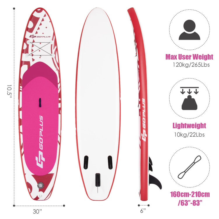 10.6 Feet Inflatable Adjustable Paddle Board with Carry Bag Costway Gallery View 4 of 12